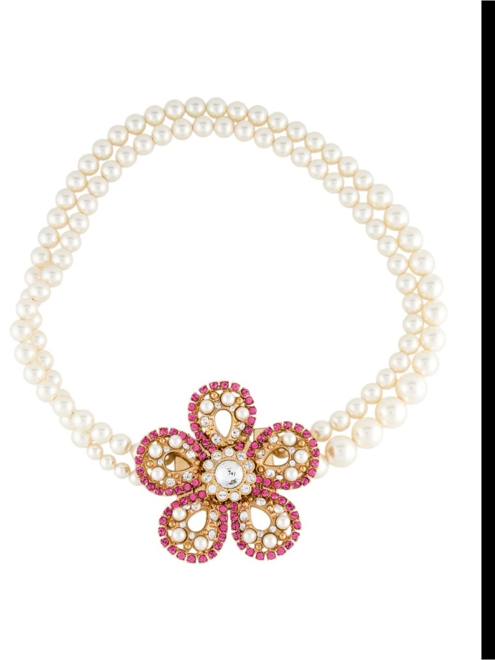 EUC Miu Miu Prada Pink Pearl & Crystal Flower Necklace- Fall 2011 Collection